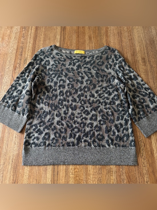 St. John Sweaters - St. John Metallic Leopard Print Wool Blend Knit Top - Size M